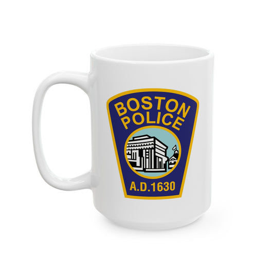 Boston Police Coffee Mug - Double Sided White Ceramic 15oz by TheGlassyLass.com