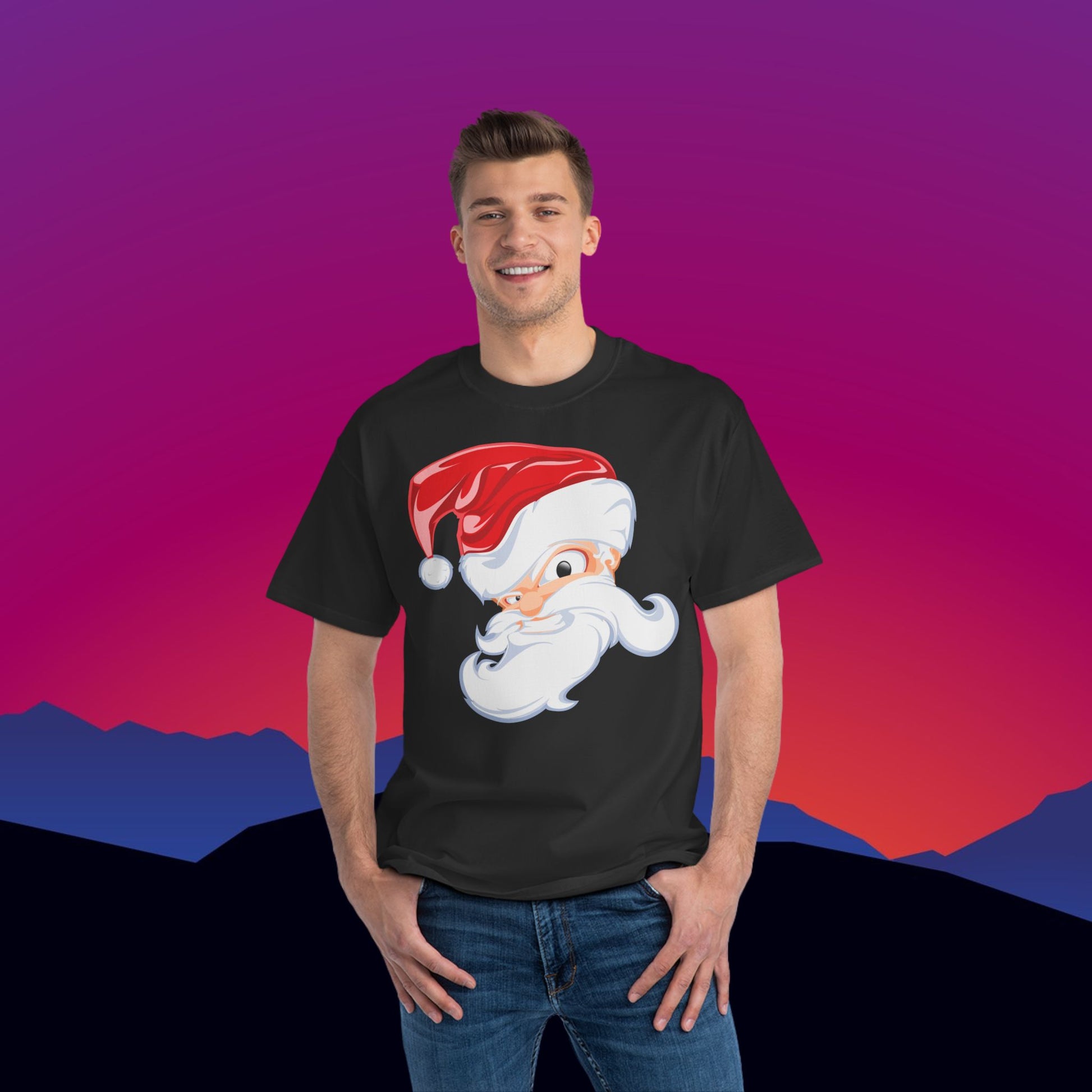 Angry Santa T-Shirt: (Hanes Beefy-T 100% Preshrunk Cotton Custom Printed by TheGlassyLass.com