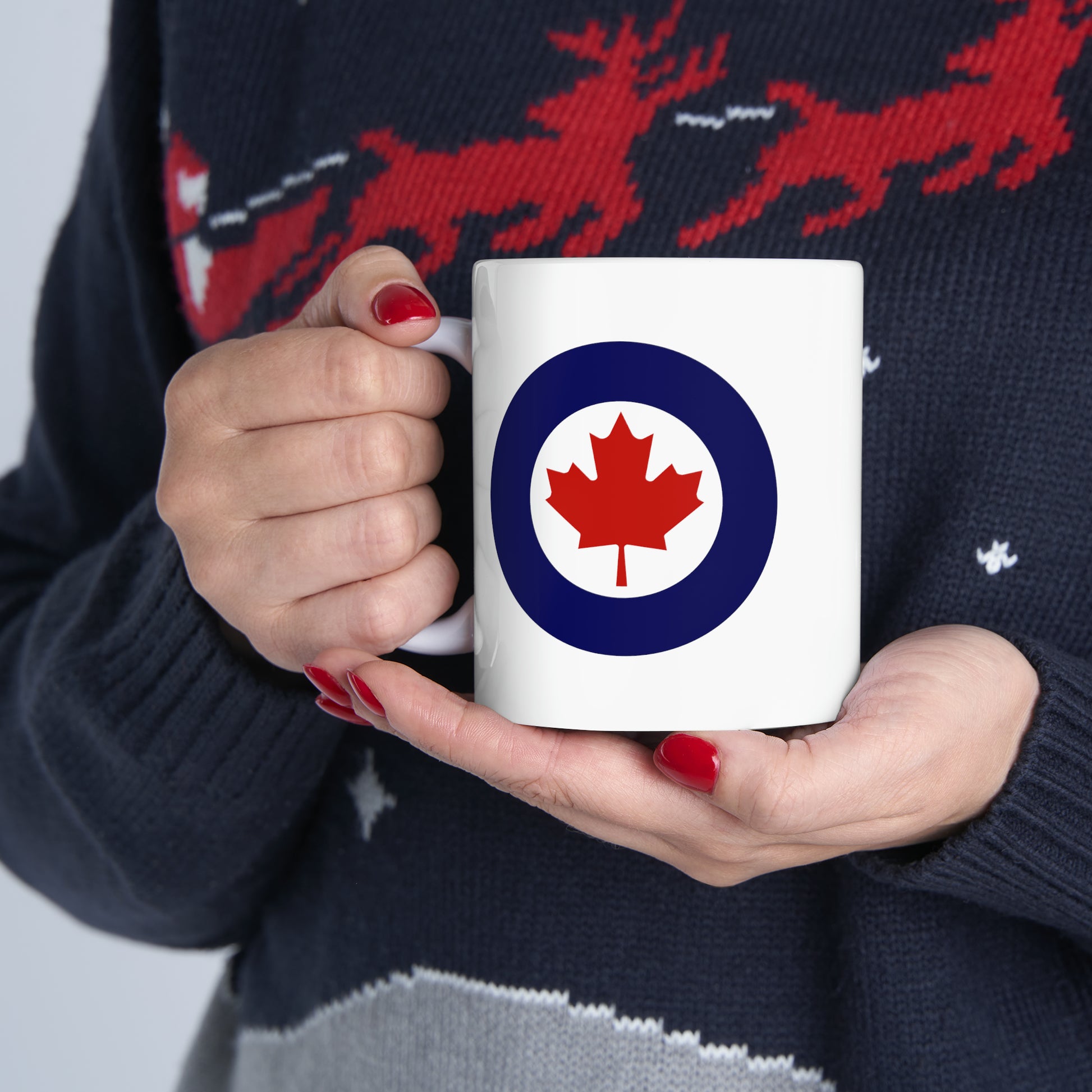 Canadian Air Force Roundel Coffee Mug - Double Sided White Ceramic 11oz - By TheGlassyLass.com