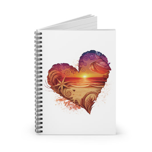 Beach Heart Sunset: Spiral Notebook - Log Books - Journals - Diaries - and More Custom Printed by TheGlassyLass