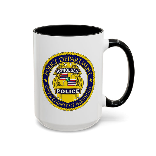Honolulu Police Department Coffee Mug - Double Sided Print, Black Accent White Ceramic, 15oz by TheGlassyLass.com
