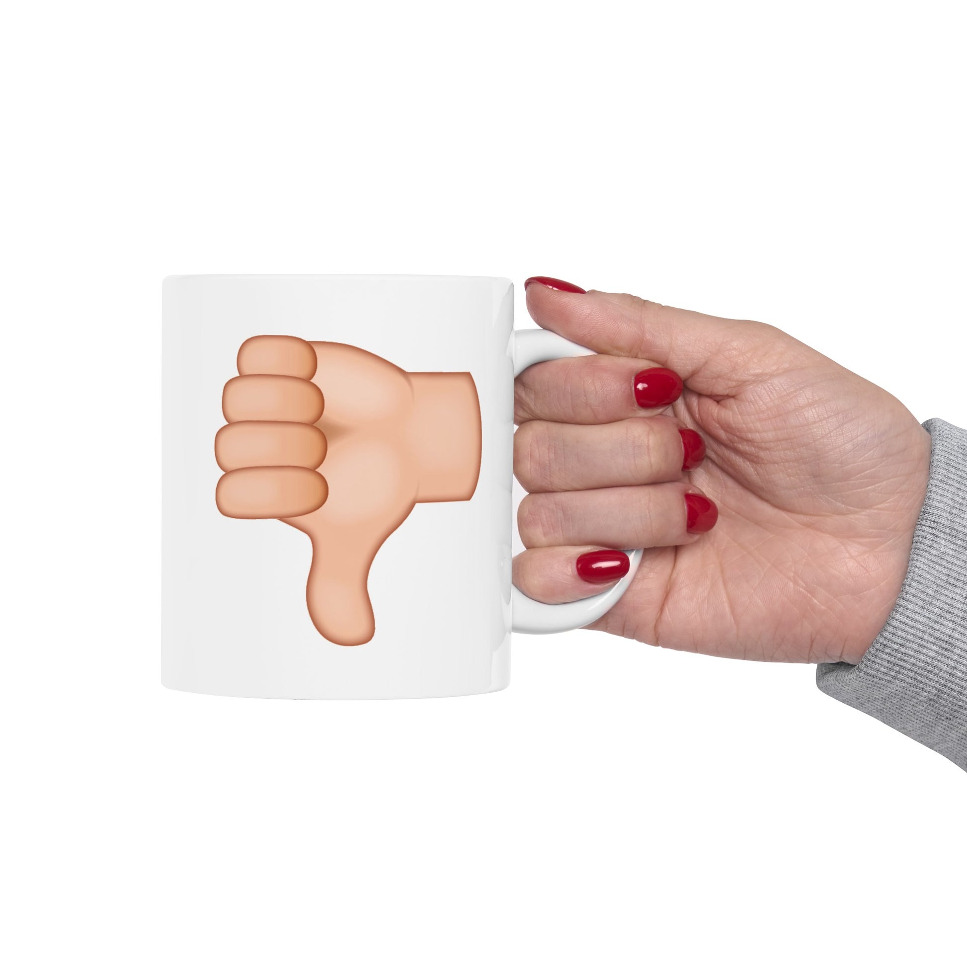Thumb Up Thumb Down Coffee Mug - Double Sided White Ceramic 11oz by TheGlassyLass.com