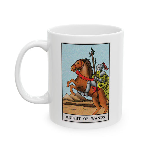 Knight of Wands of Wands Tarot Card Coffee Mug - Double Sided Print, White Ceramic, 11oz by TheGlassyLass.com