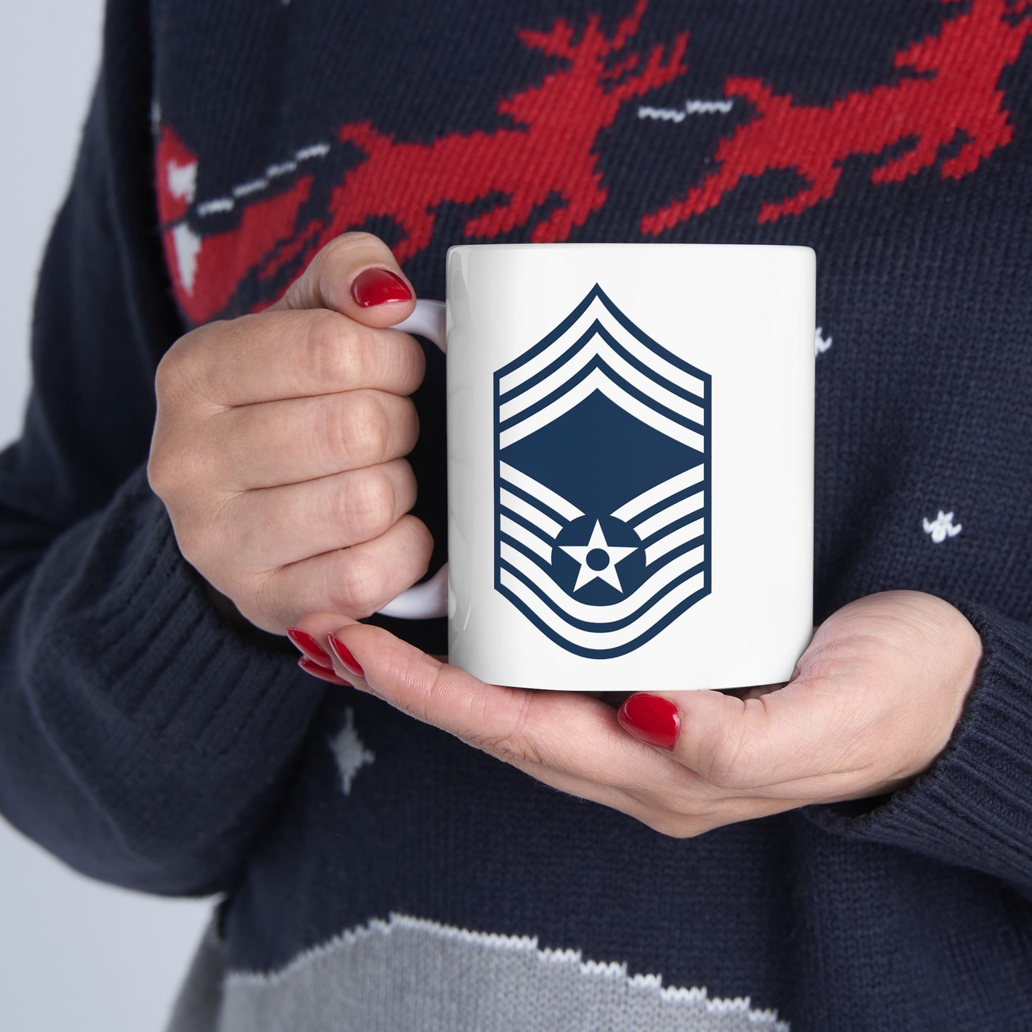 Air Force Chief Master Sergeant Stripes - Double Sided White Ceramic Coffee Mug 11oz by TheGlassyLass.com