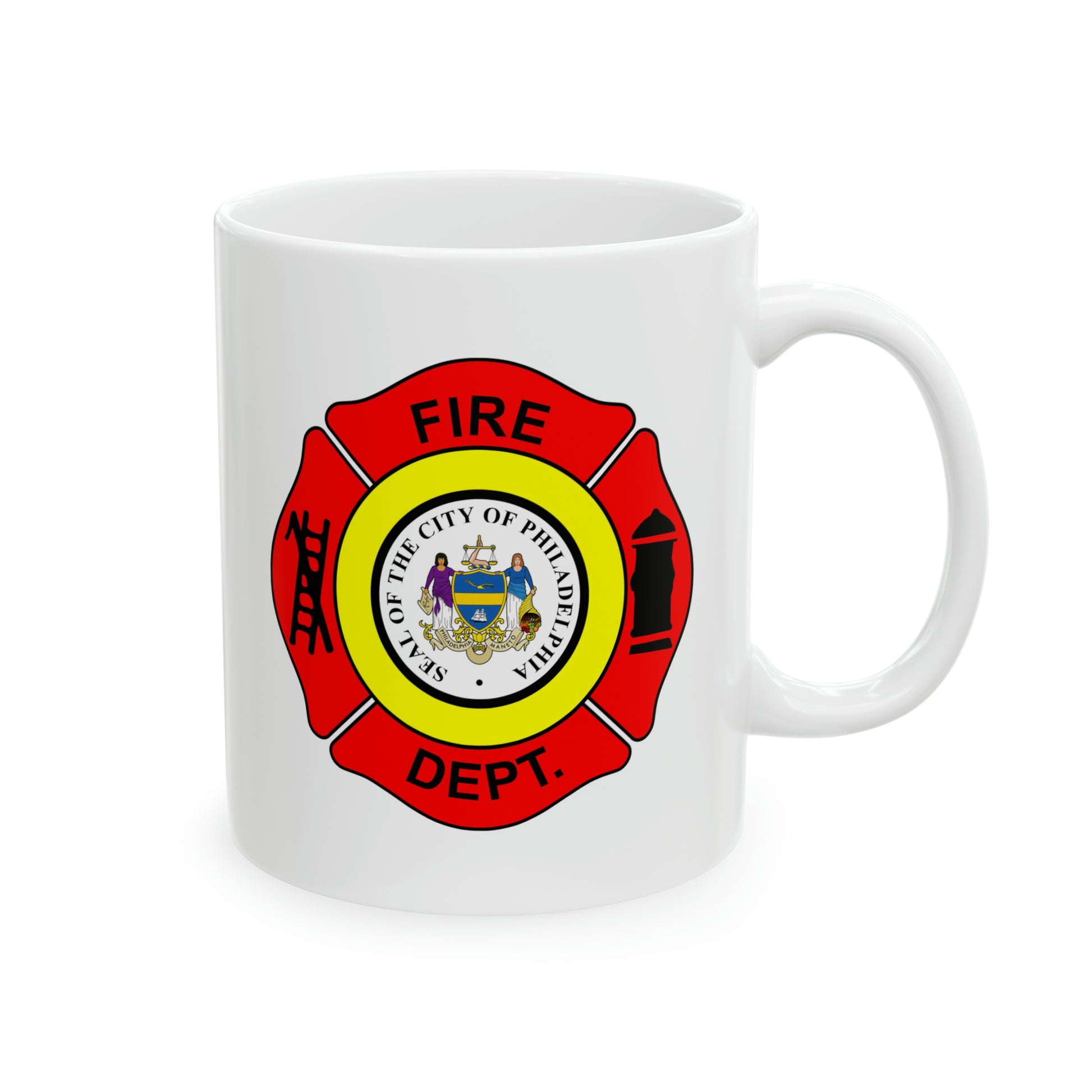 Philadelphia Fire Department Coffee Mug - Double Sided White Ceramic 11oz by TheGlassyLass
