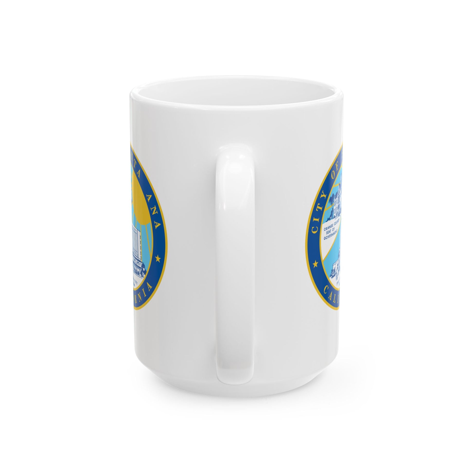Santa Ana California Seal Coffee Mug - Double Sided Print, White Ceramic, 15oz by TheGlassyLass.com
