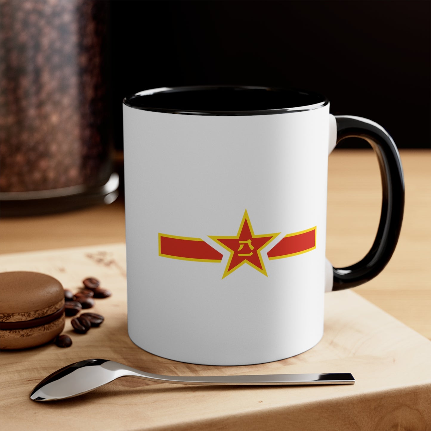 People's Republic of China Air Force Roundel - Double Sided Black Accent White Ceramic Coffee Mug 11oz by TheGlassyLass.com