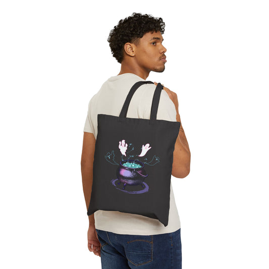 Ghostly Brew Haunted Halloween Tote Bag - Heavyweight 100% Cotton Canvas by TheGlassyLass.com