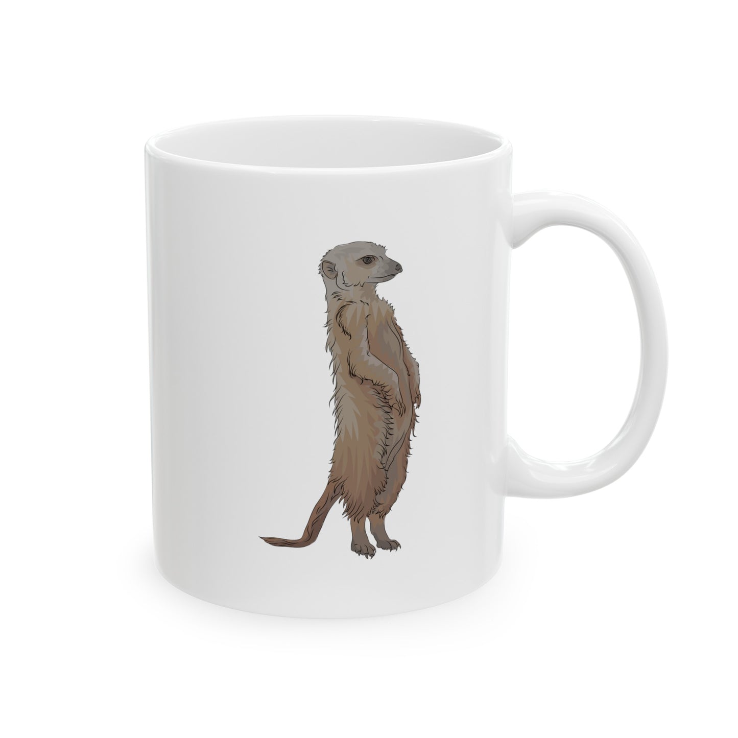 Meerkat Coffee Mug - Double Sided White Ceramic 11oz by TheGlassyLass