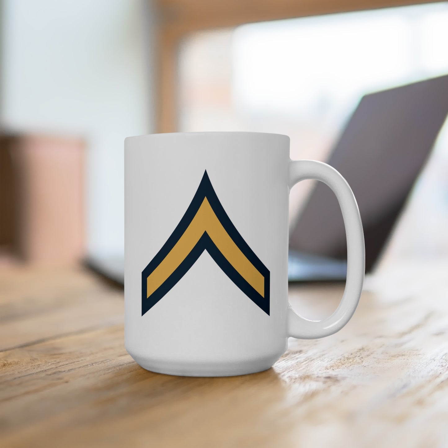 US Army Private (OR-2) Chevron - Double Sided White Ceramic Coffee Mug 15oz by TheGlassyLass.com