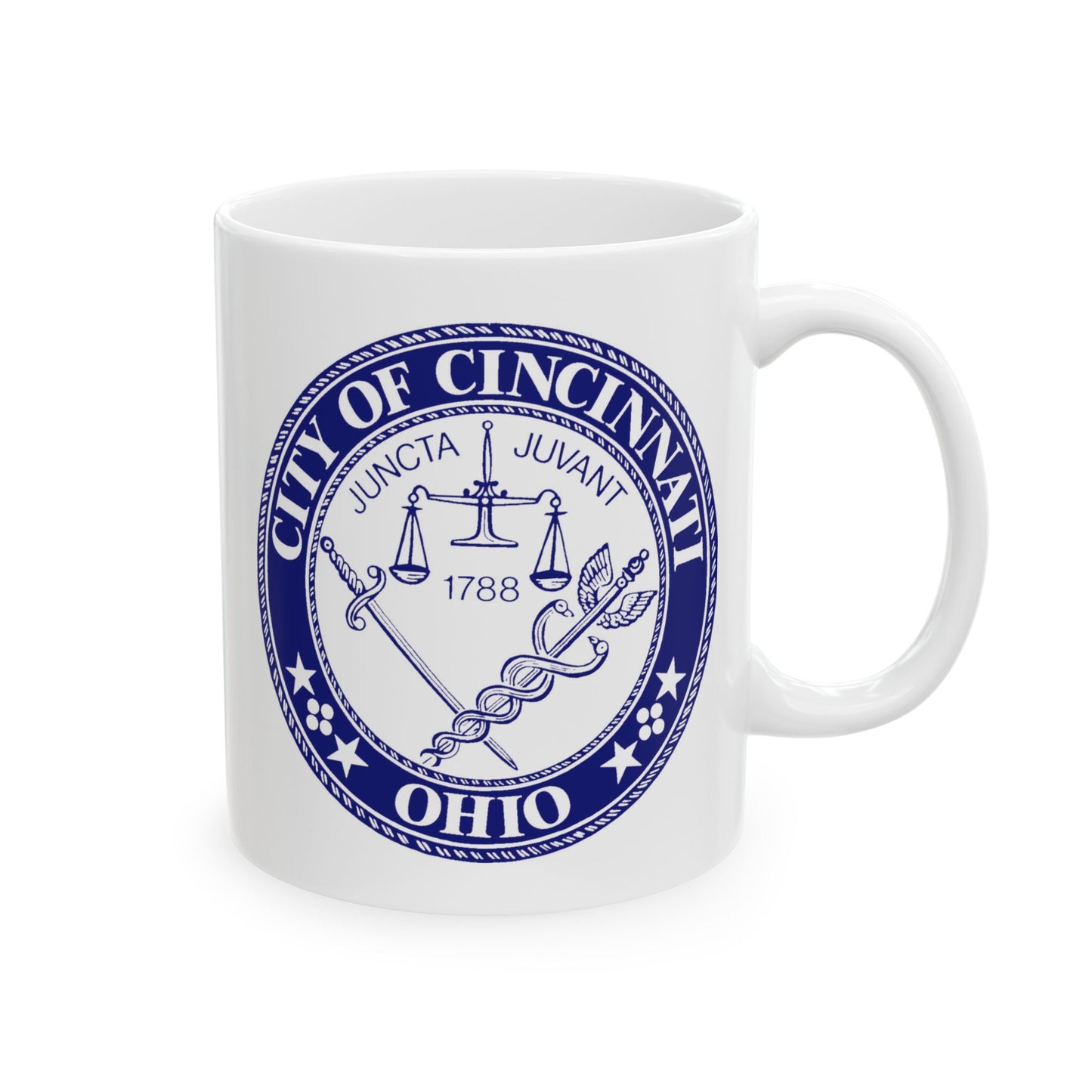 City of Cincinnati Seal Coffee Mug - Double Sided Print, White Ceramic, 11oz by TheGlassyLass.com