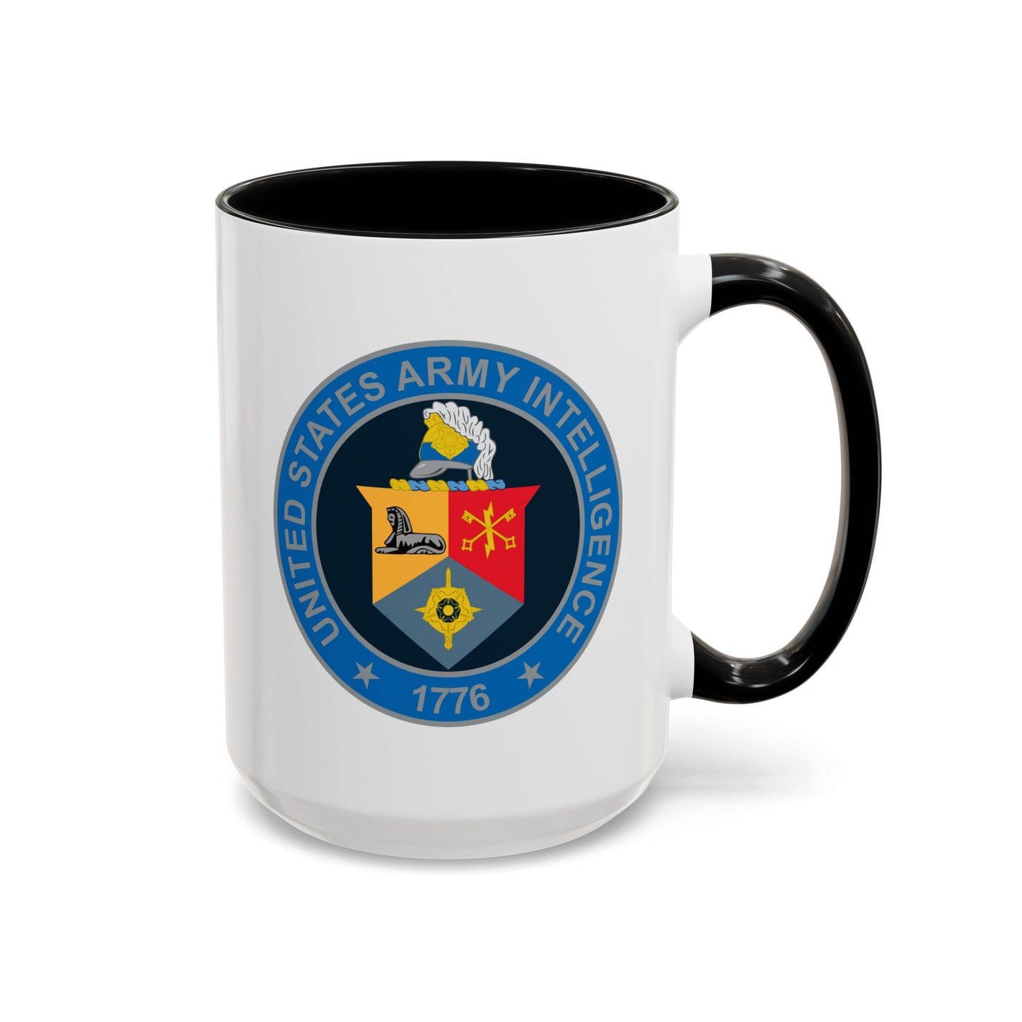 United States Army Intelligence Coffee Mug - Double Sided Black Accent White Ceramic 15oz by TheGlassyLass.com