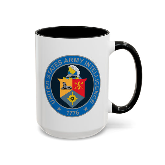 United States Army Intelligence Coffee Mug - Double Sided Black Accent White Ceramic 15oz by TheGlassyLass.com