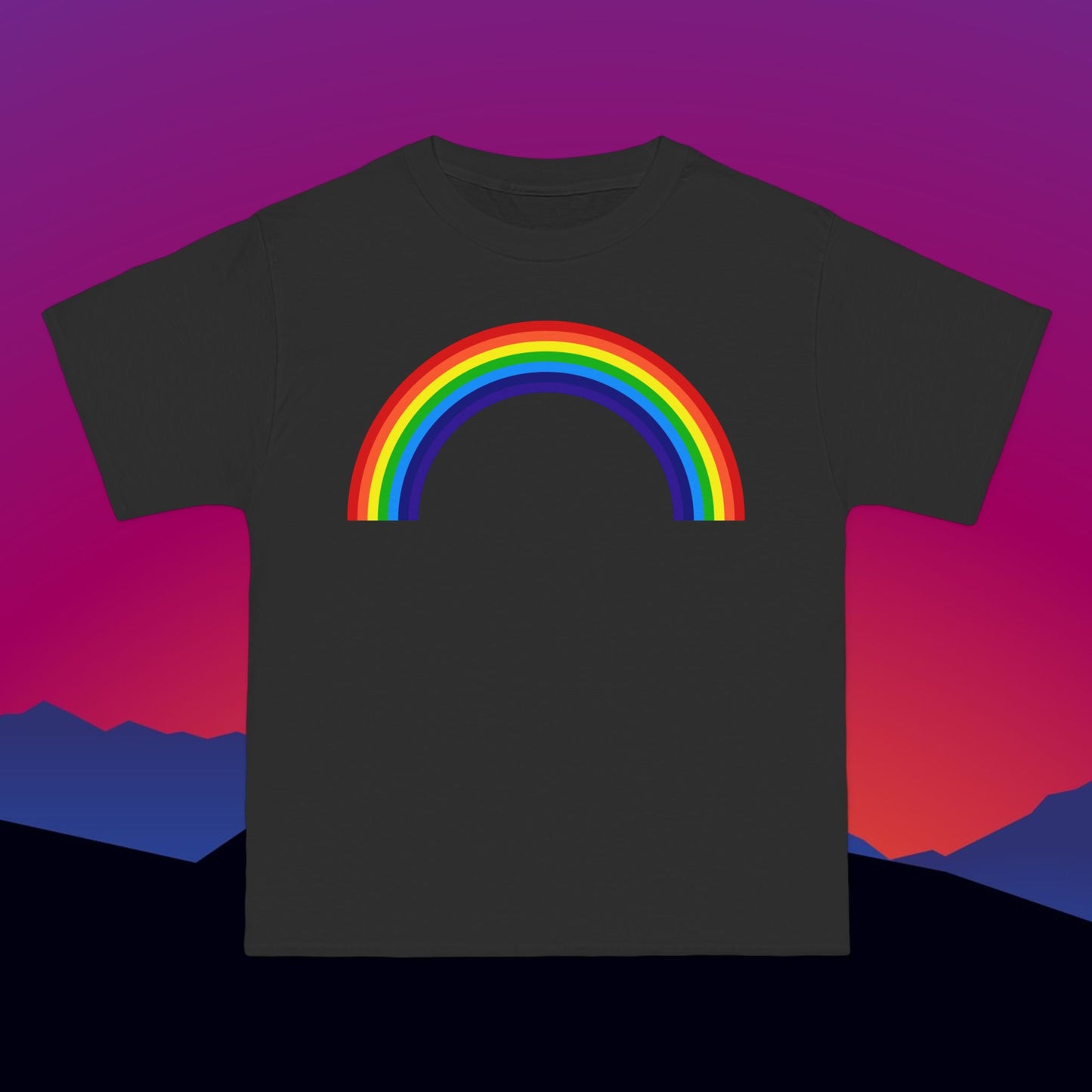 Rainbow T-Shirt: (Hanes Beefy-T 100% Preshrunk Cotton Custom Printed by TheGlassyLass.com