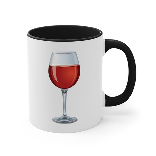 Red Wine Coffee Mug - Double Sided Black Accent White Ceramic 11oz by TheGlassyLass.com
