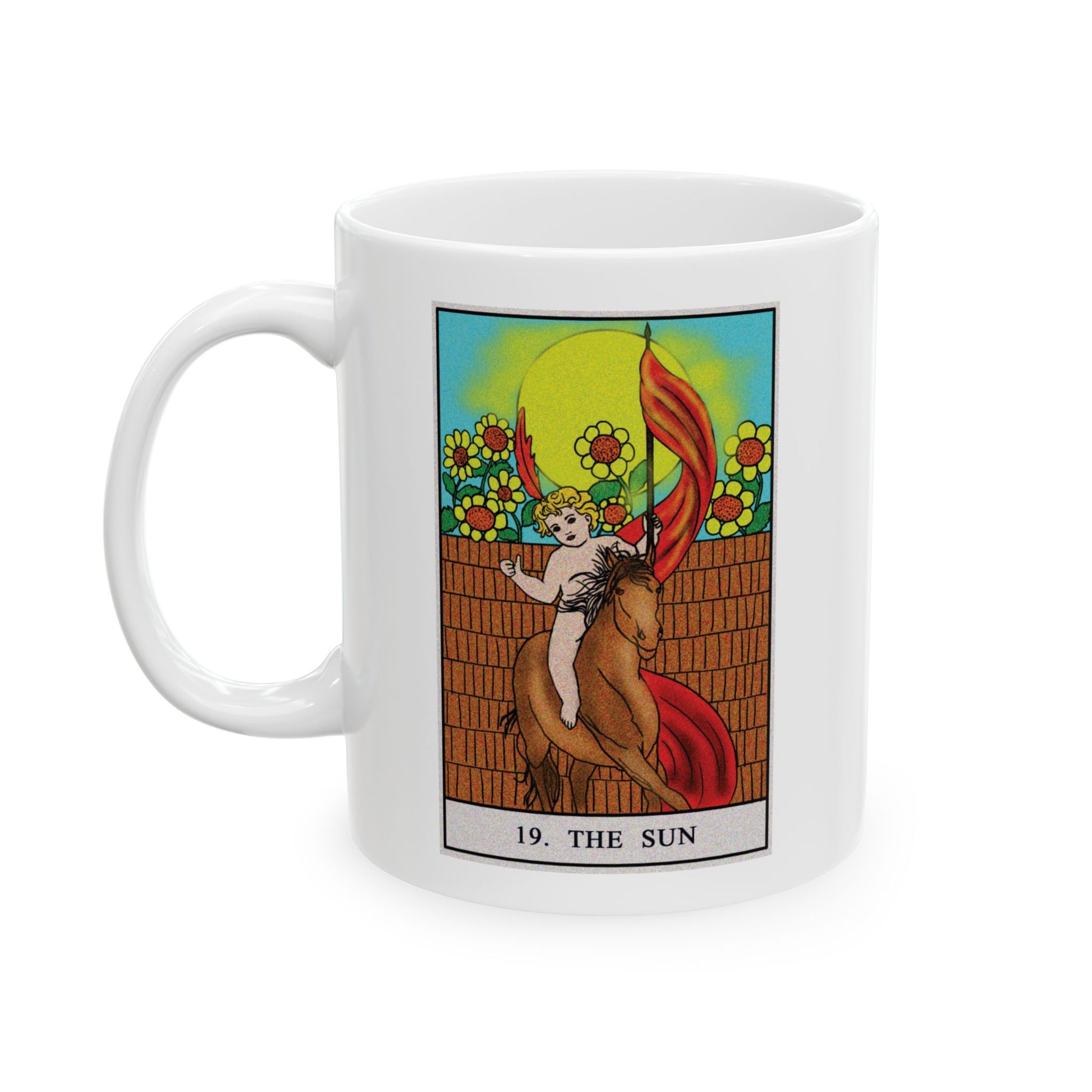 The Sun Tarot Card Coffee Mug - Double Sided Print, White Ceramic, 11oz by TheGlassyLass.com
