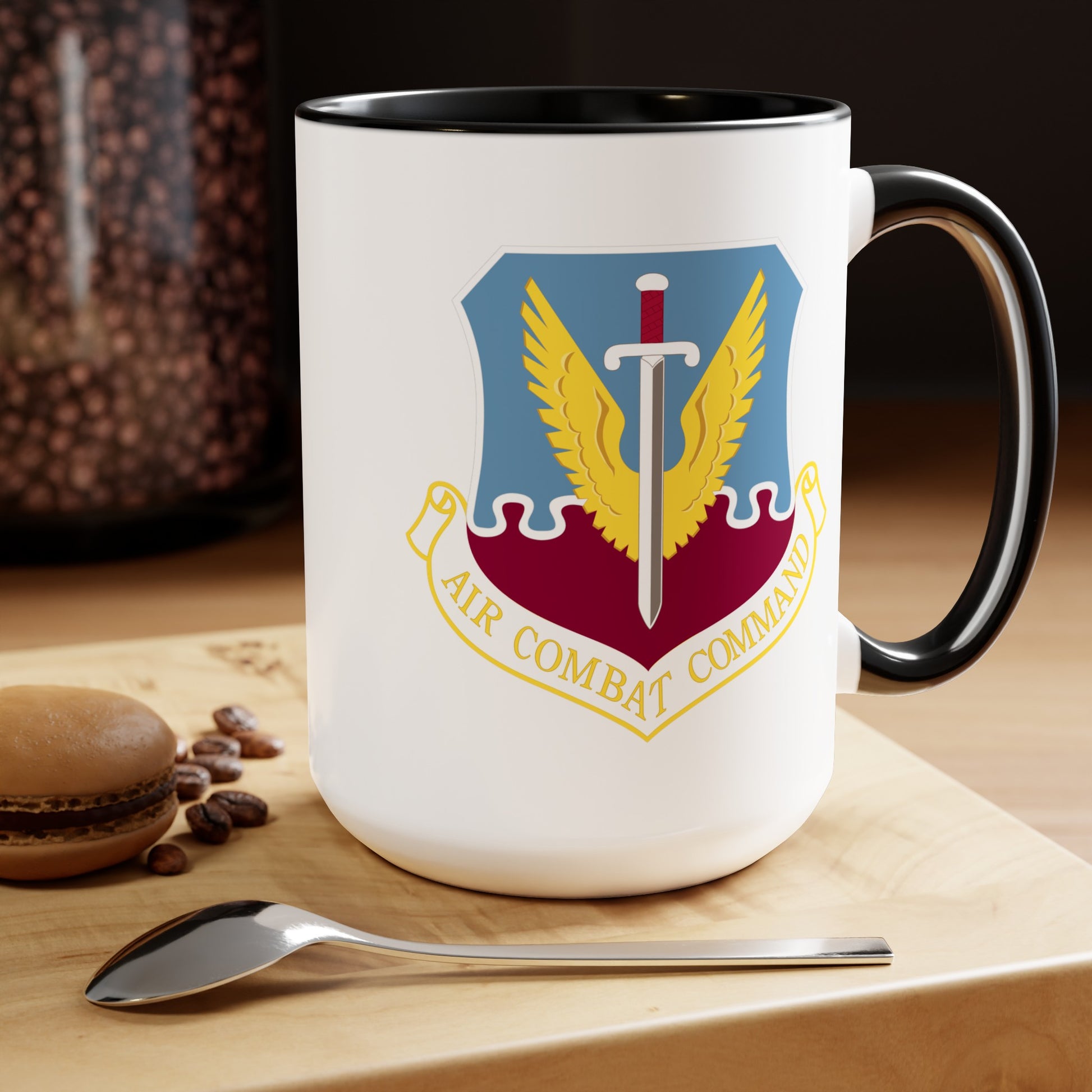 Air Combat Command - Double Sided Black Accent White Ceramic Coffee Mug 15oz by TheGlassyLass.com