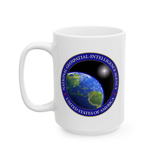 National Geospatial-Intelligence Agency Coffee Mug Double Sided Black Accent White Ceramic 15oz.com