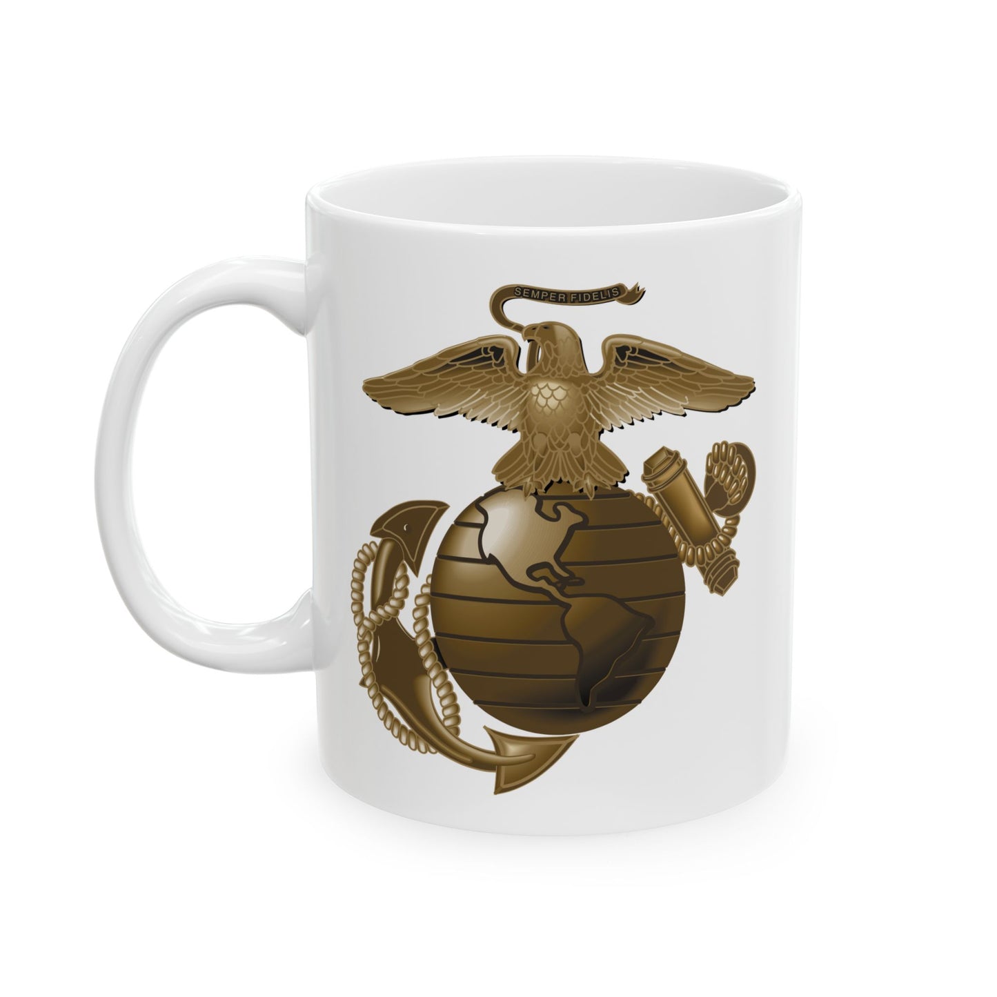 United States Marine Corps Anchor and Globe Coffee Mug - Double Sided White Ceramic 11oz by TheGlassyLass.com