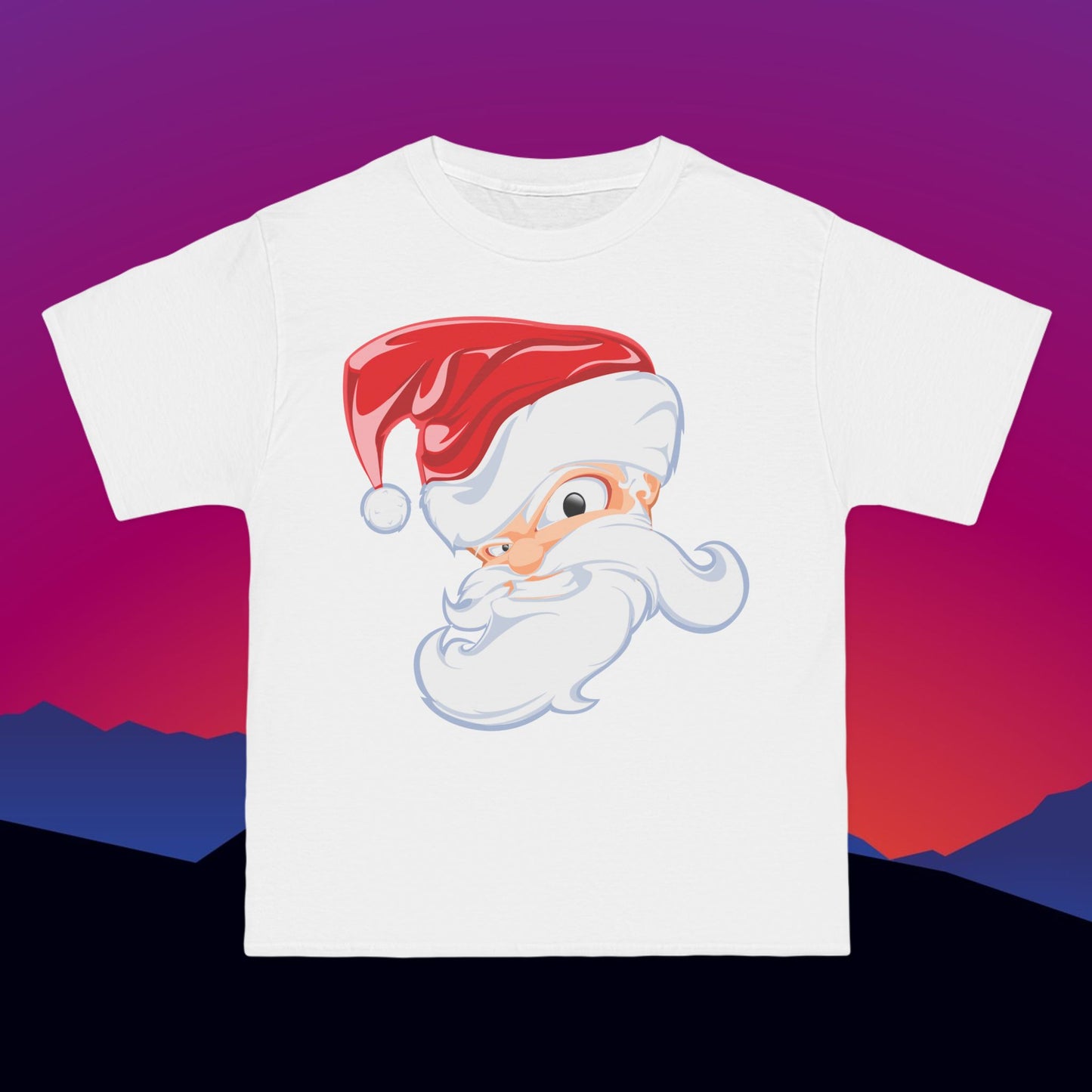 Angry Santa T-Shirt: (Hanes Beefy-T 100% Preshrunk Cotton) Custom Printed by TheGlassyLass