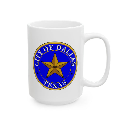 City of Dallas Coffee Mug - Double Sided Print, White Ceramic, 15oz by TheGlassyLass.com