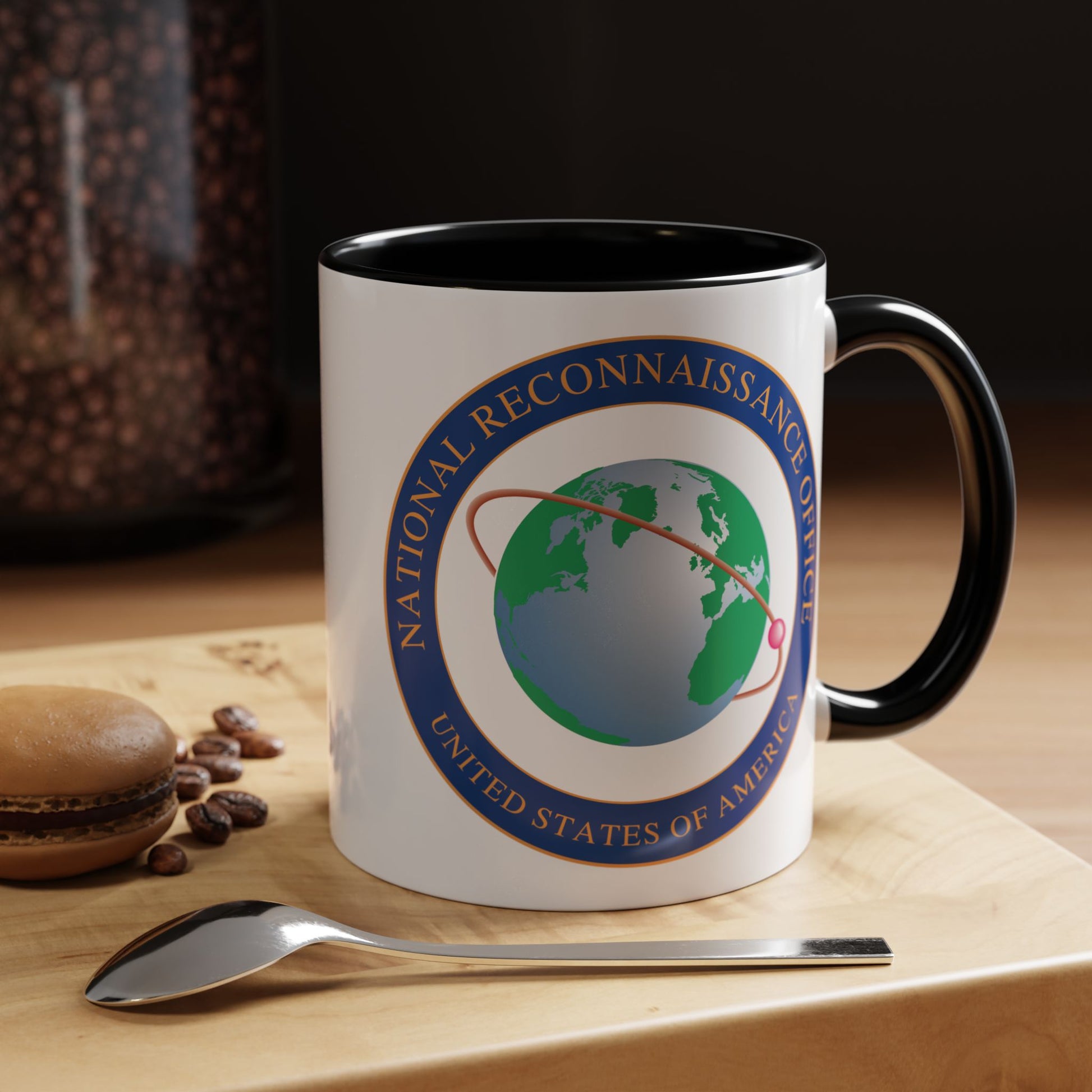 United States National Reconnaissance Office Coffee Mug - Double Sided Black Accent White Ceramic 11oz by TheGlassyLass.com