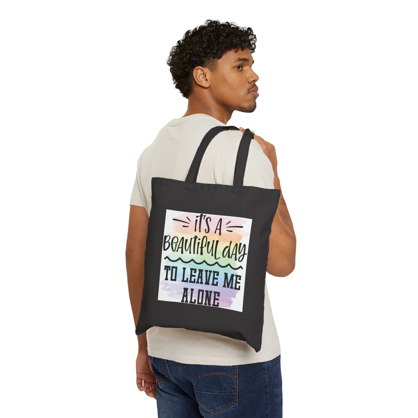 Leave Me Alone Logo Tote Bag - Heavyweight 100% Cotton Canvas by TheGlassyLass.com