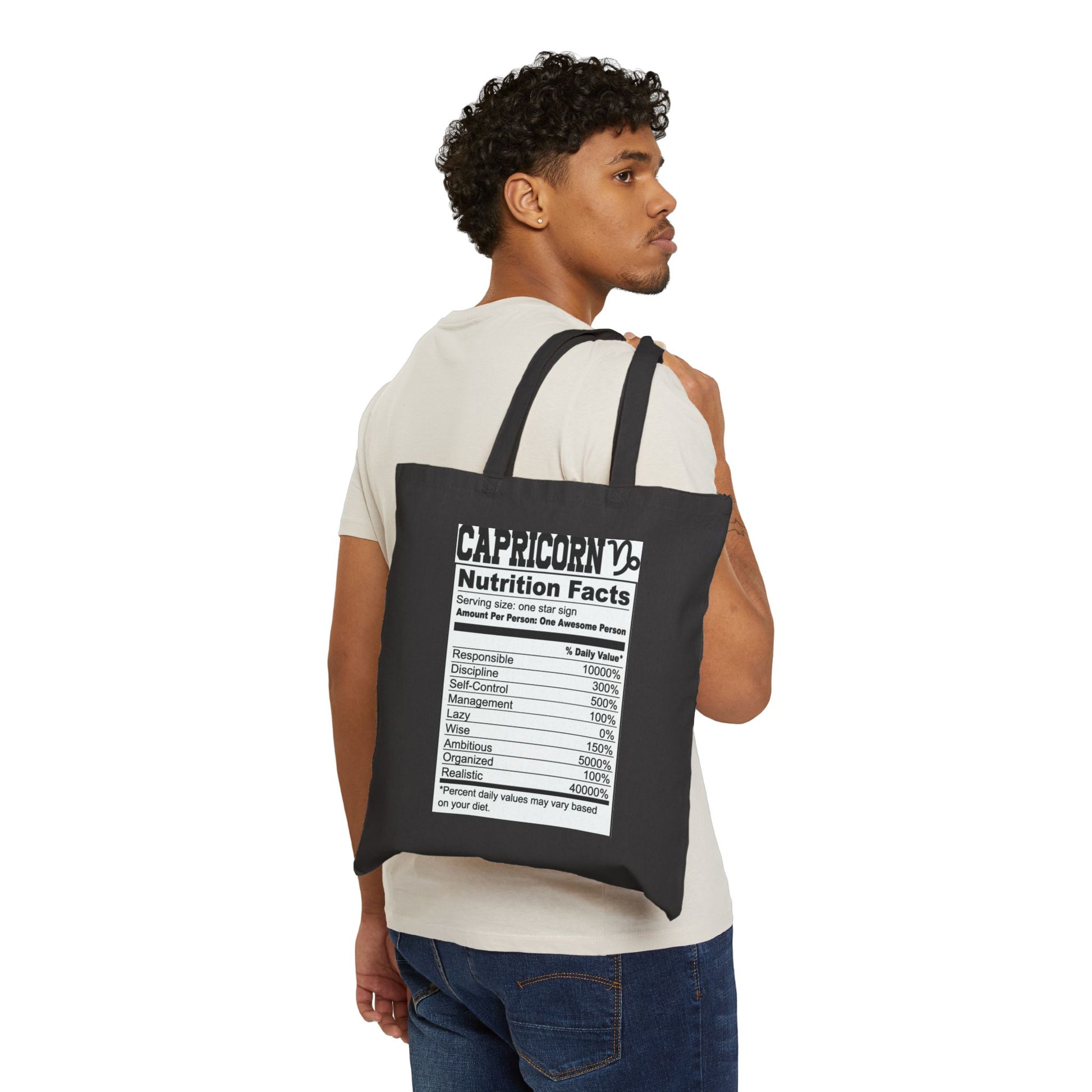 Capricorn Nutrition Facts Logo Tote Bag - Heavyweight 100% Cotton Canvas by TheGlassyLass.com