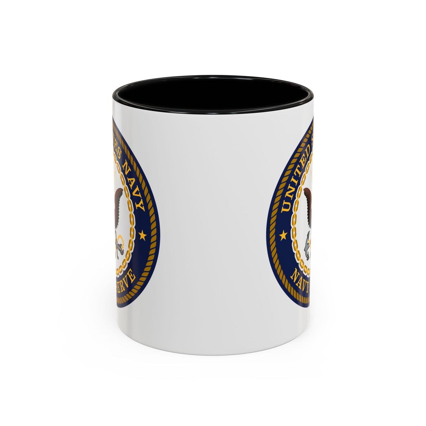 United States Navy Reserve Seal - Double Sided Black Accent White Ceramic Coffee Mug 11oz by TheGlassyLass.com