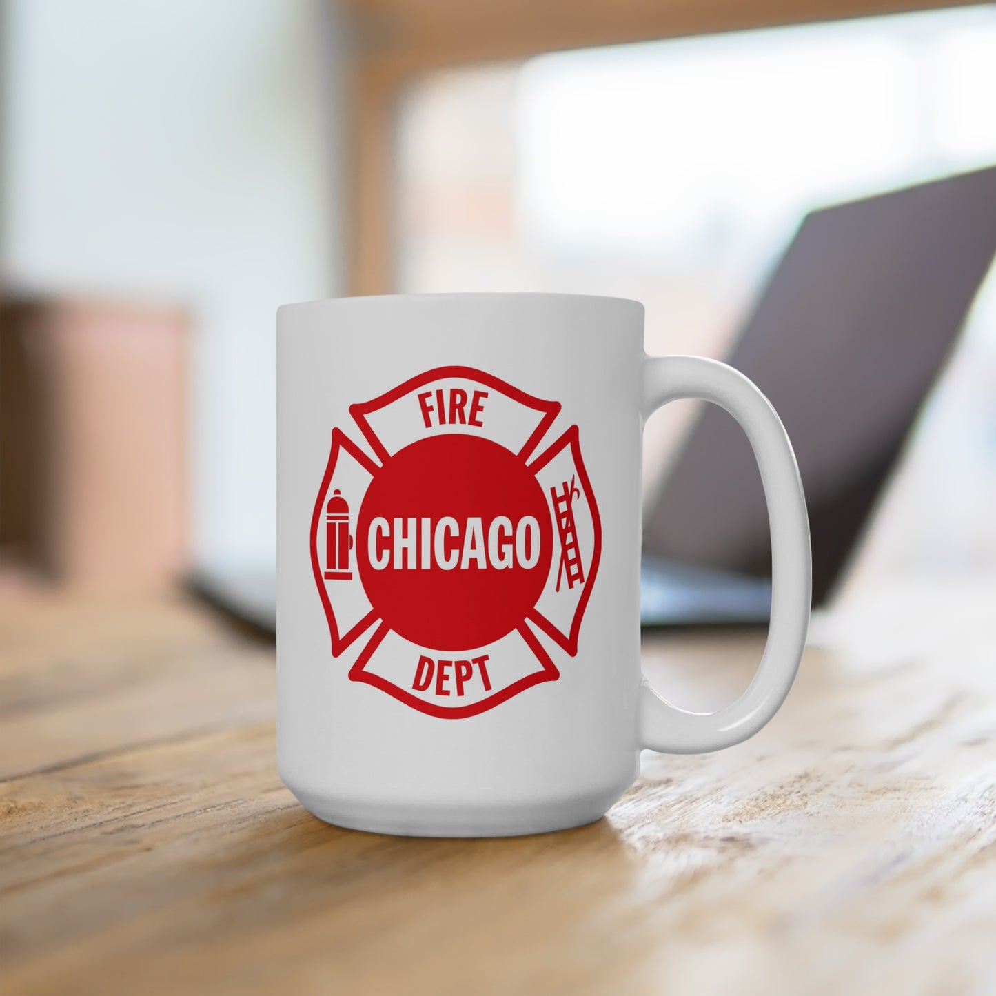 Chicago Fire Department Coffee Mug - Double Sided Print White Ceramic 15oz by TheGlassyLass.com