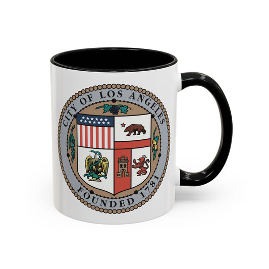 City of Los Angeles California Seal Coffee Mug - Double Sided Print, Black Accent White Ceramic, 11oz by TheGlassyLass.com