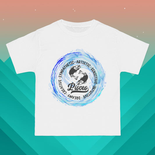 Pisces T-Shirt: (Hanes Beefy-T 100% Preshrunk Cotton Custom Printed by TheGlassyLass.com