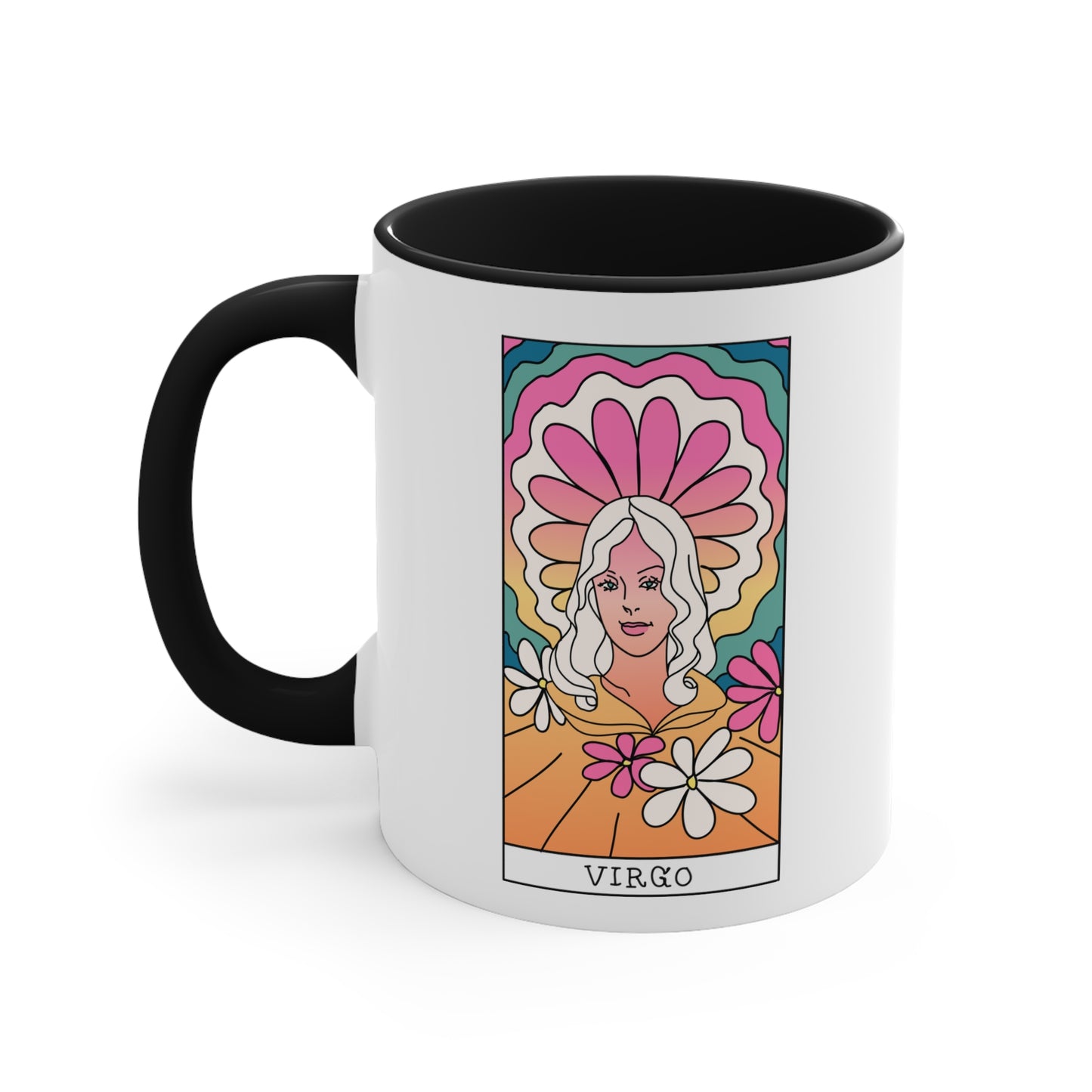Virgo Tarot Card Coffee Mug - Double Sided Black Accent Ceramic 11oz by TheGlassyLass.com