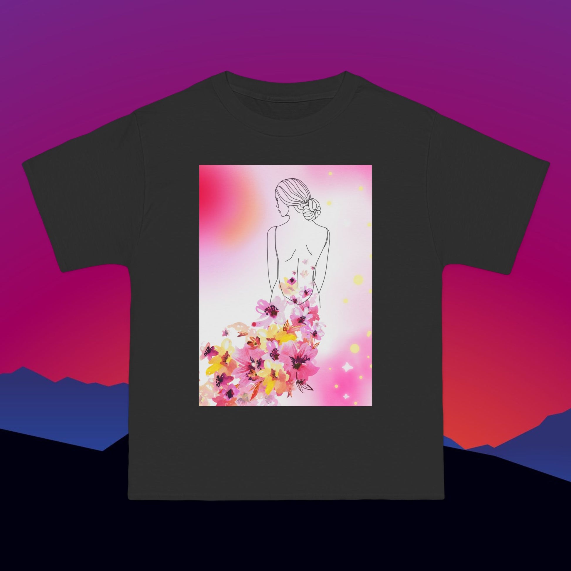 Flower Train T-Shirt: (Hanes Beefy-T 100% Preshrunk Cotton Custom Printed by TheGlassyLass.com