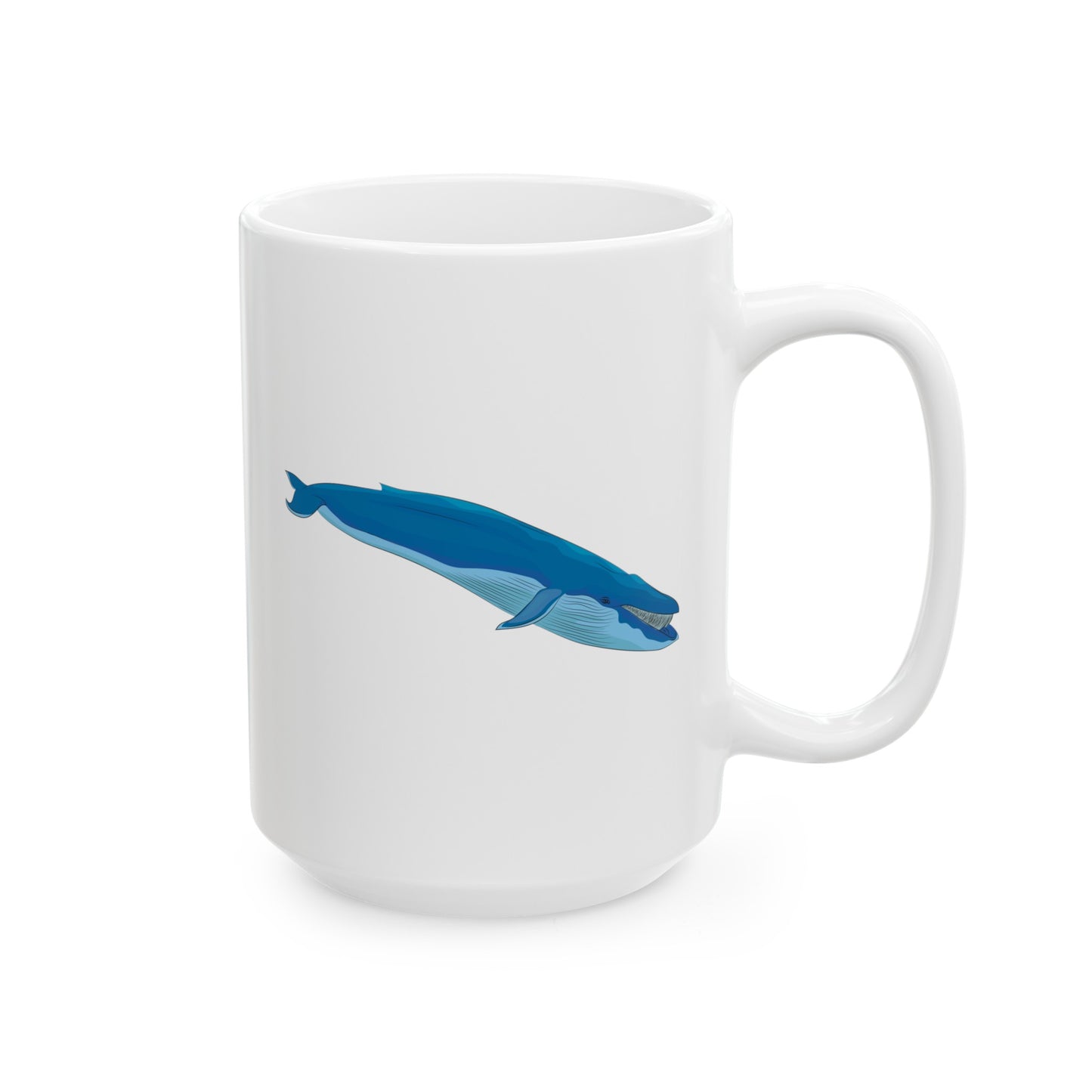 Blue Whale Coffee Mug - Double Sided White Ceramic 15oz by TheGlassyLass.com