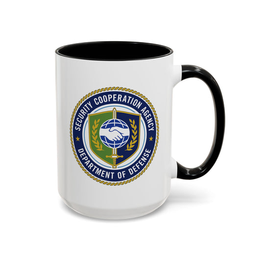 Defense Security Cooperation Agency Coffee Mug - Double Sided Print, Black Accent White Ceramic, 15oz by TheGlassyLass.com
