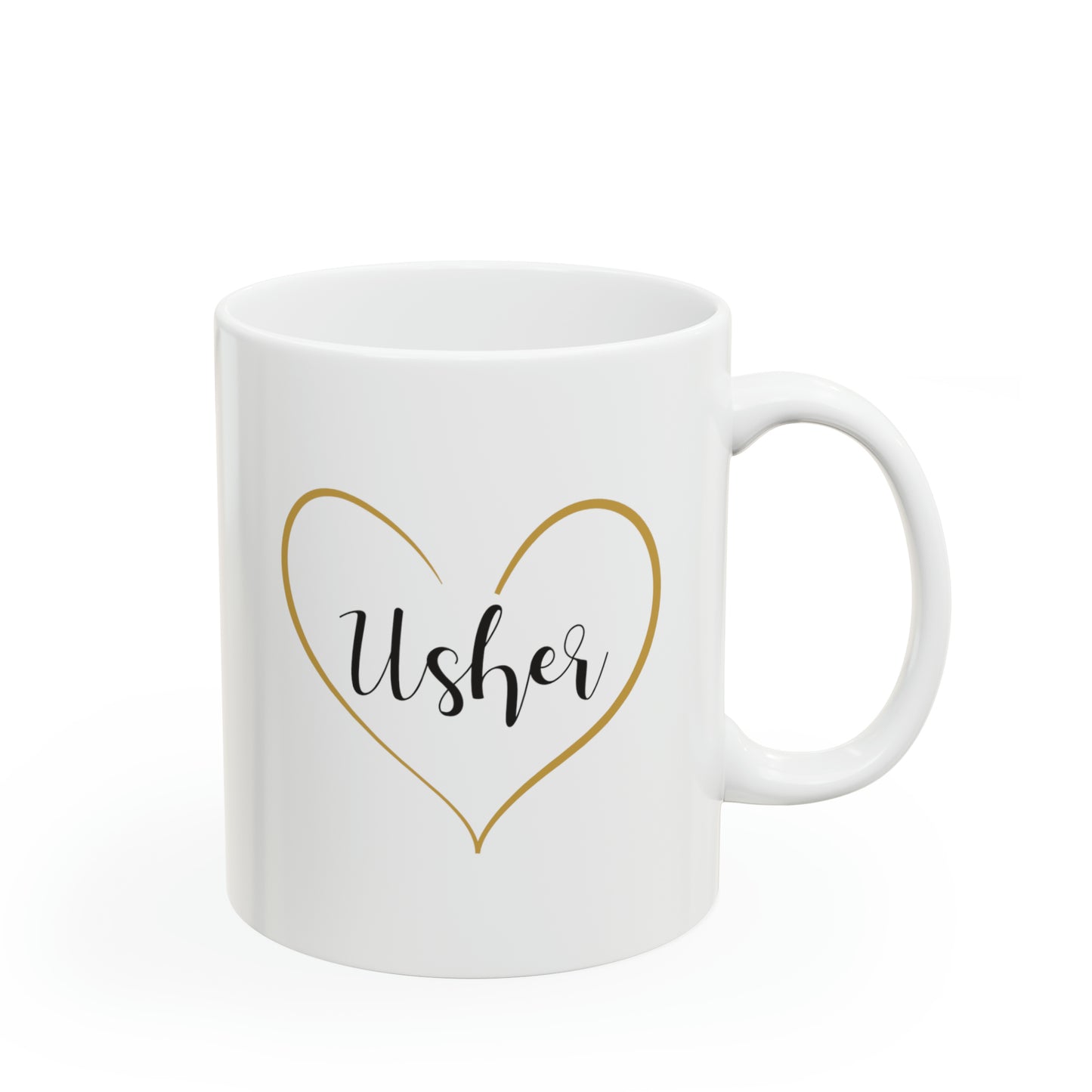 Usher Coffee Mug - Double Sided 11oz White Ceramic by TheGlassyLass.com