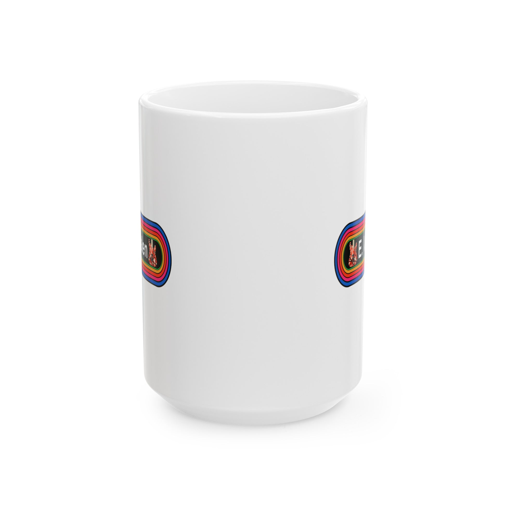 E. Van Halen Rainbow Coffee Mug - Double Sided White Ceramic 15oz - by TheGlassyLass.com
