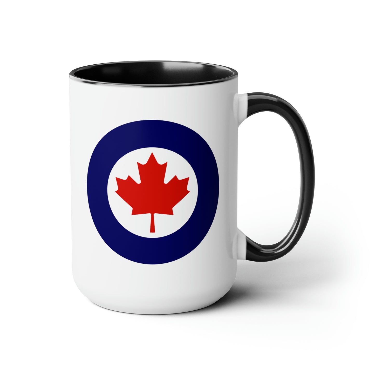 Canadian Air Force Roundel Coffee Mug - Double Sided Black Accent Ceramic 15oz - by TheGlassyLass.com