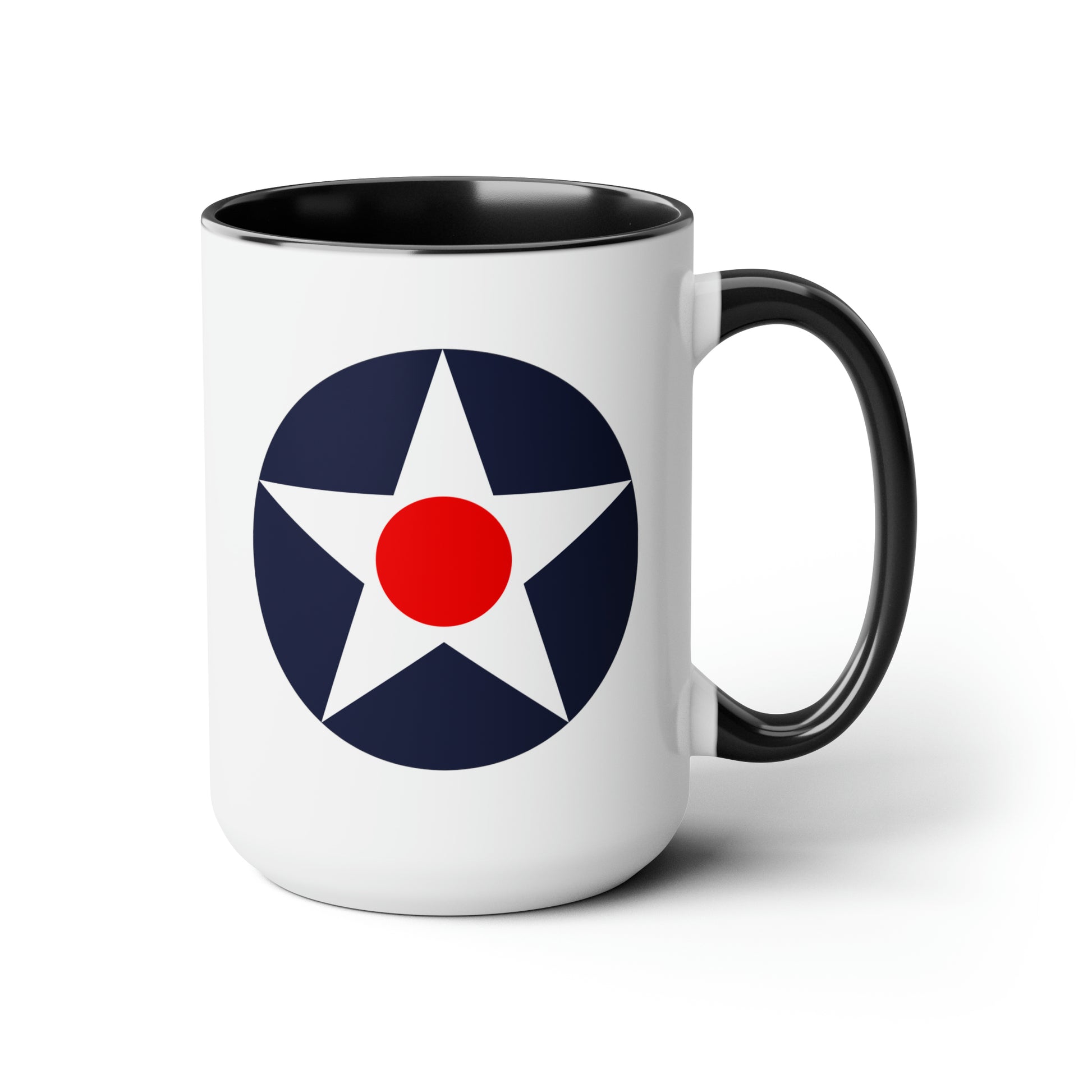 US Army Air Corps Roundel Coffee Mug - Double Sided Black Accent Ceramic 15oz - by TheGlassyLass.com