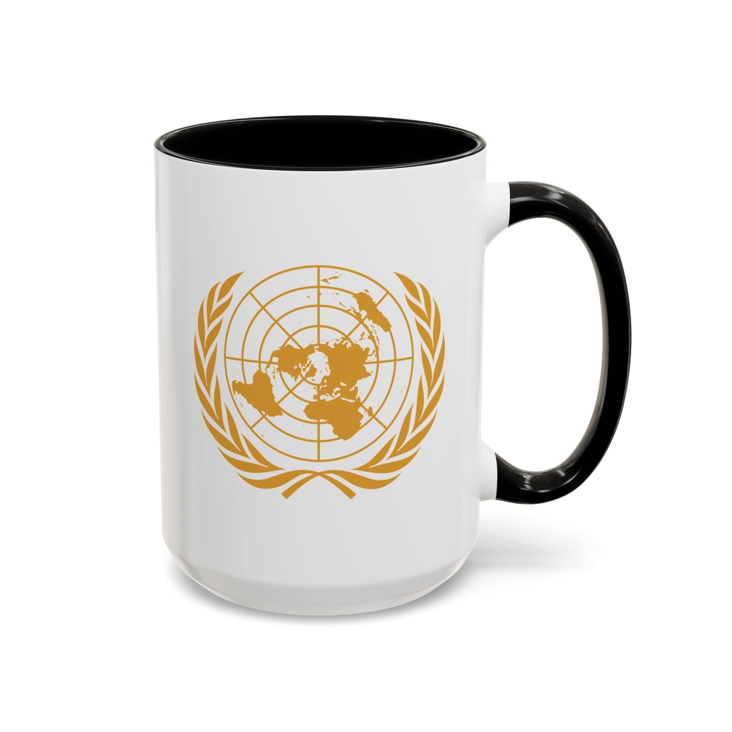 United Nations Seal Coffee Mug - Double Sided Black Accent White Ceramic 15oz by TheGlassyLass