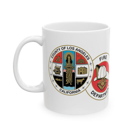 Los Angeles County Fire Department Coffee Mug - Double Sided Print White Ceramic 11oz by TheGlassyLass.com