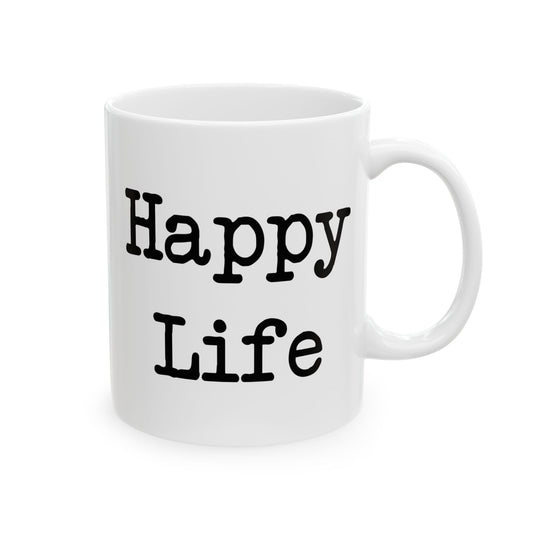 Happy Wife Happy Life Coffee Mug - Double Sided White Ceramic 11oz by TheGlassyLass.com