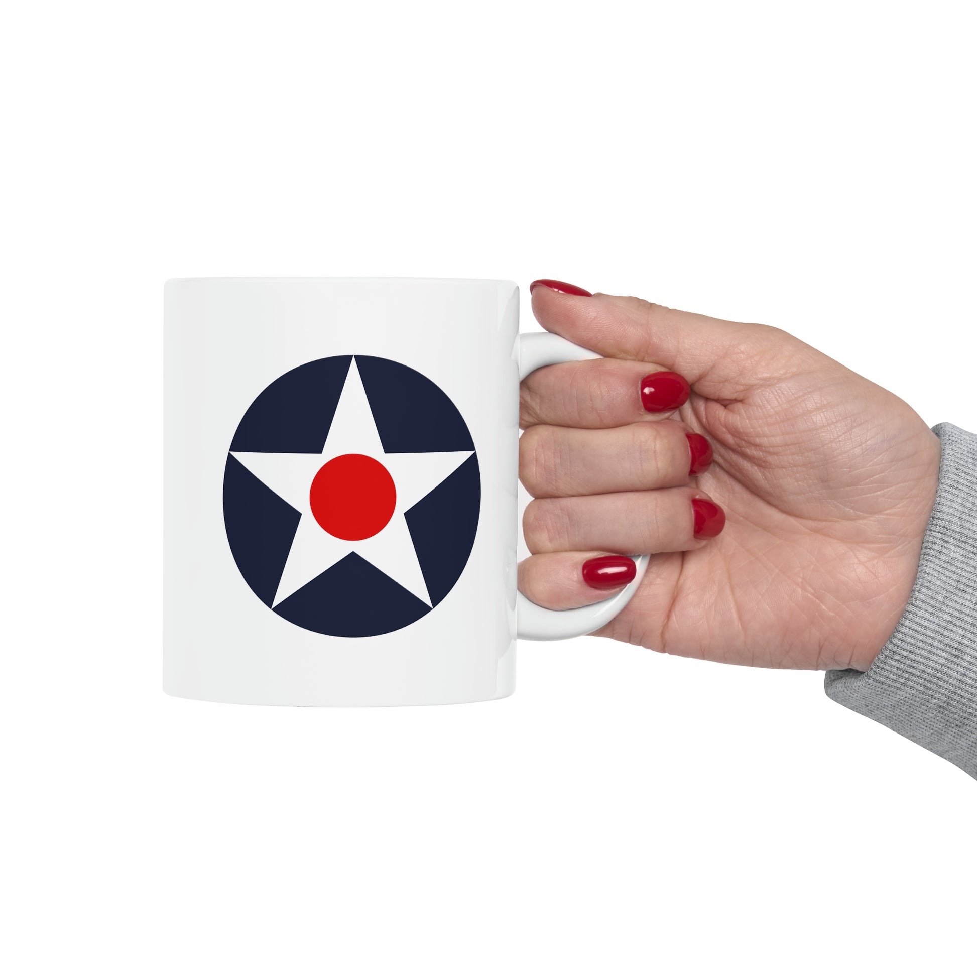 US Army Air Corp Roundel Coffee Mug - Double Sided White Ceramic 11oz - By TheGlassyLass.com