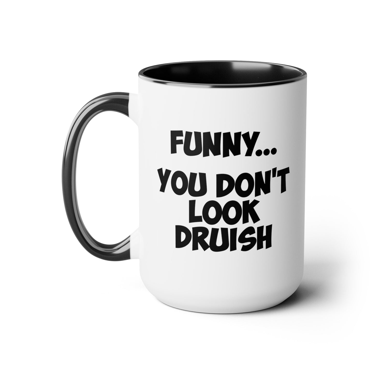 Druish Princess Coffee Mug - Double Sided Black Accent White Ceramic 15oz by TheGlassyLass.com