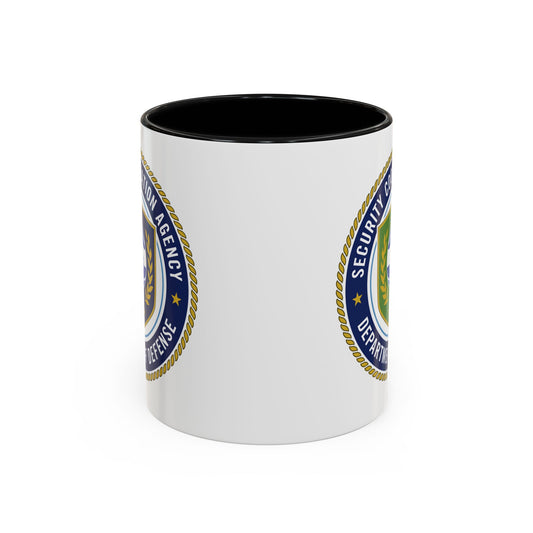 Defense Security Cooperation Agency Coffee Mug - Double Sided Print, Black Accent White Ceramic, 11oz by TheGlassyLass.com