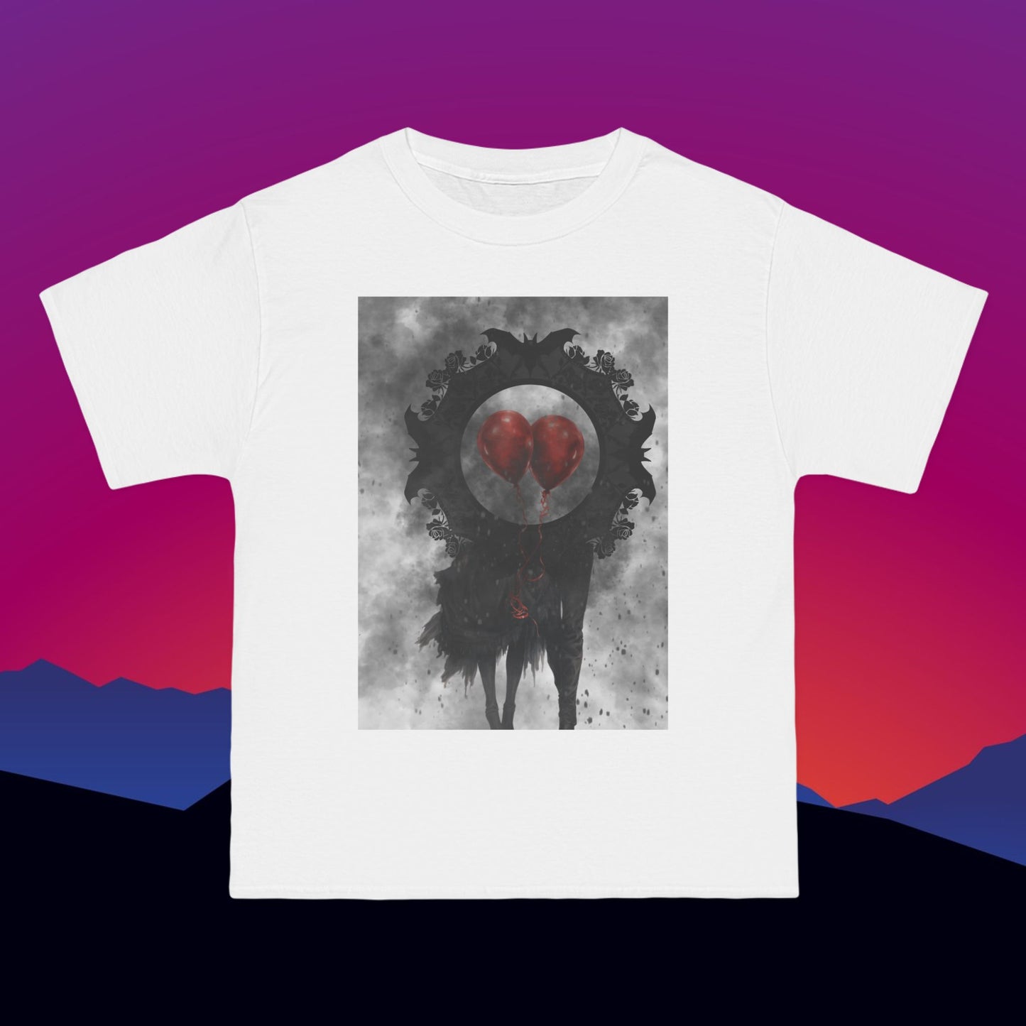 Red Balloons T-Shirt: (Hanes Beefy-T 100% Preshrunk Cotton) Custom Printed by TheGlassyLass