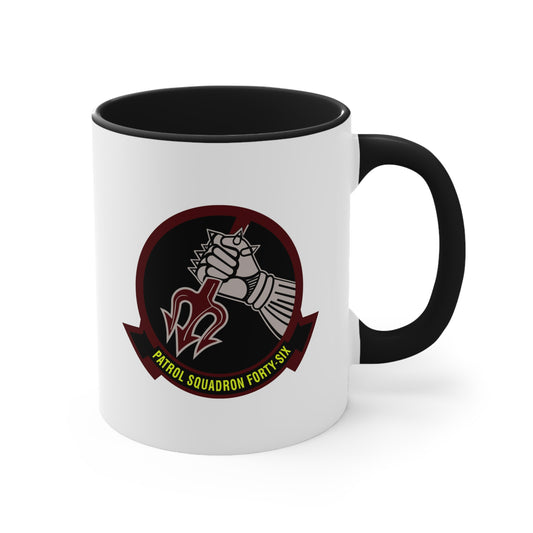 Navy Patrol Squadron 46 Coffee Mug - Double Sided Print, Two Tone Black Accent, White Ceramic, 11oz by TheGlassyLass.com