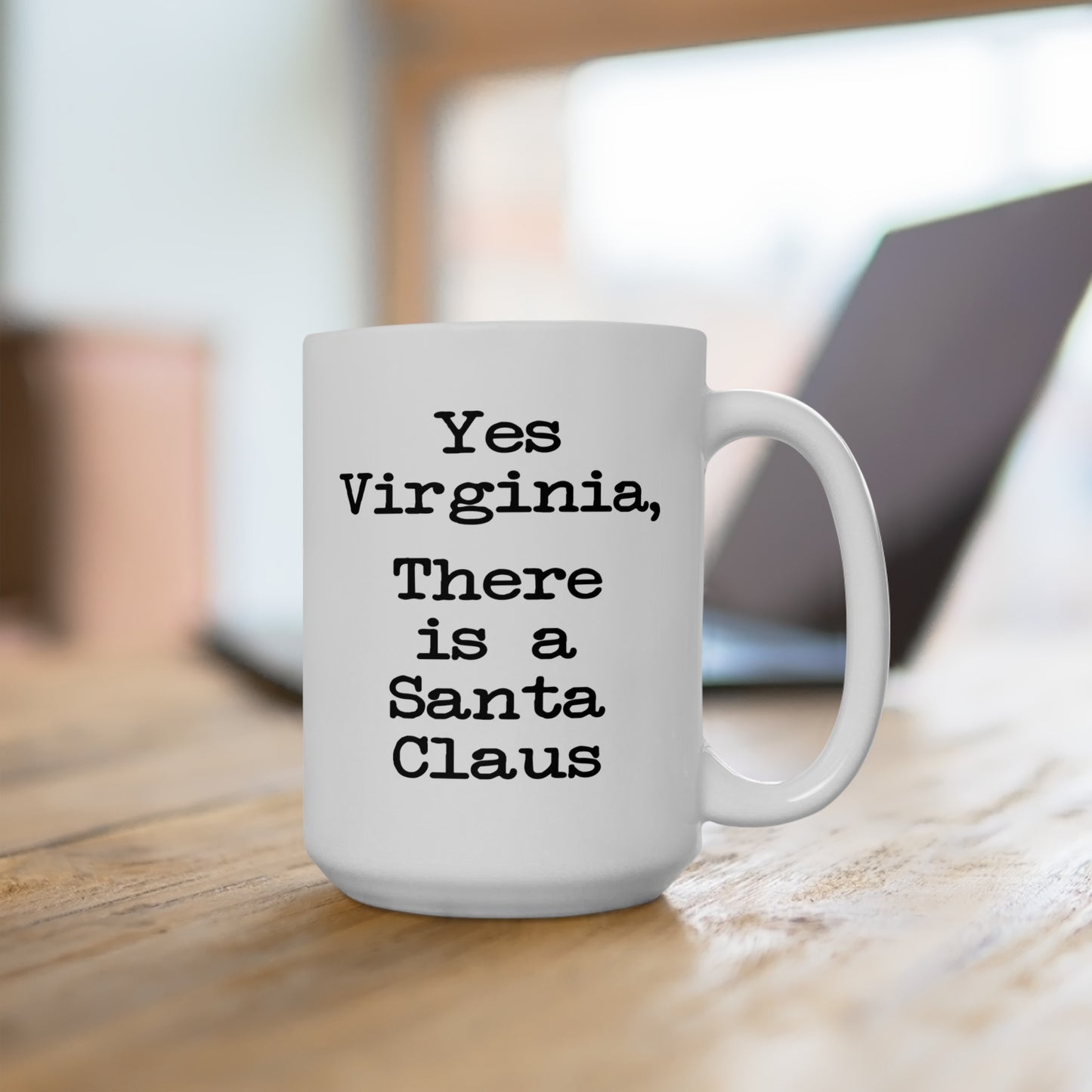 Yes Virgina Coffee Mug - Double Sided White Ceramic 15oz by TheGlassyLass.com
