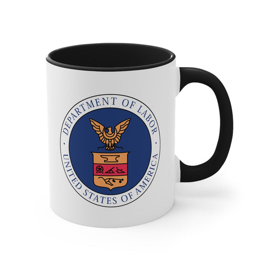 Department of Labor Coffee Mug - Double Sided Black Accent White Ceramic 11oz by TheGlassyLass.com